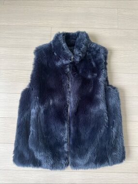 J. Crew Navy Faux Fur Vest